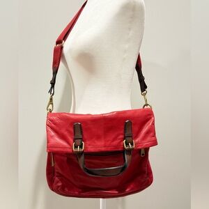 Fossil Bright Red Leather Crossbody Bag